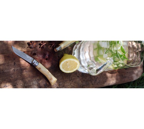 Нож Opinel №7 Nature, нержавеющая сталь, рукоять самшит, гравировка снежинки
