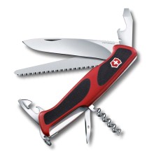 Нож перочинный VICTORINOX RangerGrip 55, 130 мм, 12 функций, с фиксатором лезвия, красный с чёрным