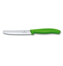 Нож столовый VICTORINOX SwissClassic, лезвие 11 см с волнистой заточкой, зелёный