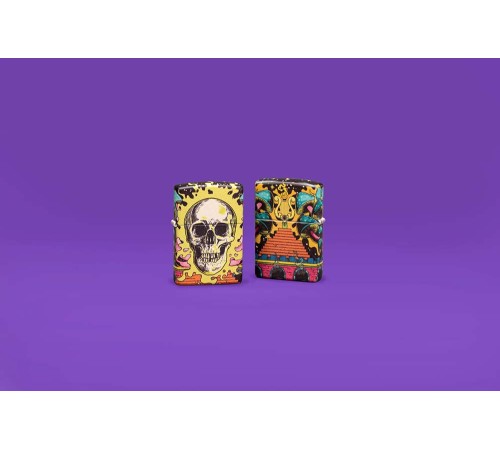Зажигалка ZIPPO Skull Design с покрытием Glow In The Dark Green,латунь/сталь,разноцветная38x13x57 мм
