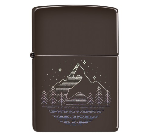 Зажигалка ZIPPO Mountain Design с покрытием Brown, латунь/сталь, коричневая, матовая, 38x13x57 мм