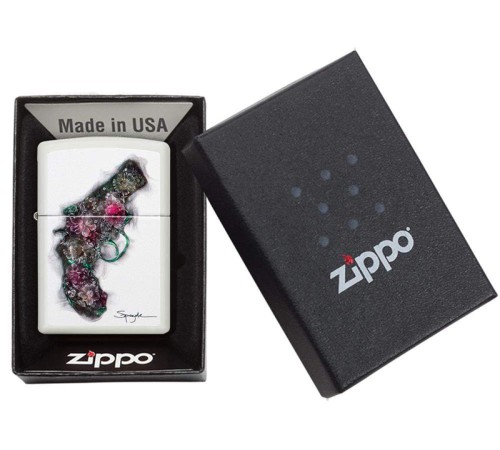 Зажигалка ZIPPO Spazuk с покрытием White Matte, латунь/сталь, белая, матовая, 38x13x57 мм