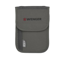 Чехол для документов WENGER на шею с системой защиты данных RFID, серый, полиэстер