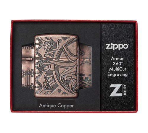 Зажигалка ZIPPO Armor™ с покрытием Antique Copper™, латунь/сталь, медная, матовая, 38x13x57 мм