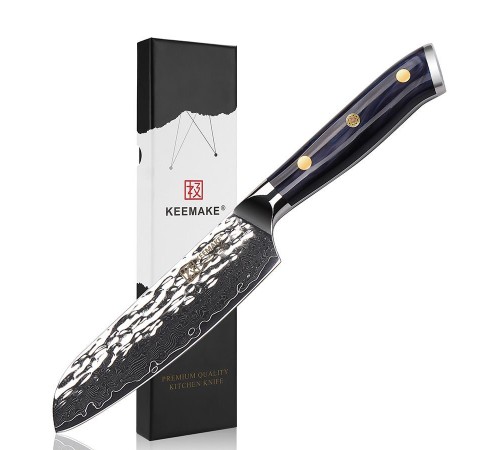 Нож сантоку из дамасской стали Keemake 5 Inch Santoku Knife, синий