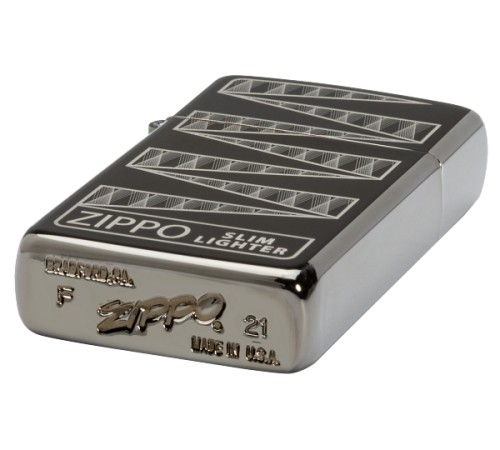 Зажигалка 65th Anniversary Zippo Slim® с покрытием Black Ice®, латунь/сталь, чёрная, 29x10x60 мм