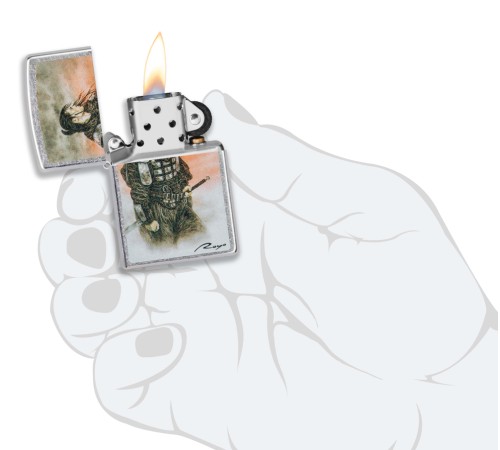 Зажигалка ZIPPO Luis Royo с покрытием Street Chrome, латунь/сталь, серебристая, 38x13x57 мм
