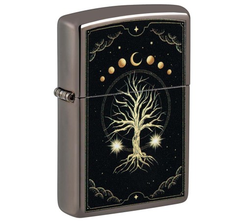 Зажигалка ZIPPO Mystic Nature Design с покрытием Black Ice®, латунь/сталь, черная, 38x13x57 мм