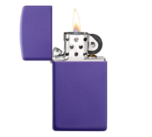 Зажигалка ZIPPO Slim® с покрытием Purple Matte, латунь/сталь, фиолетовая, матовая, 29x10x60 мм