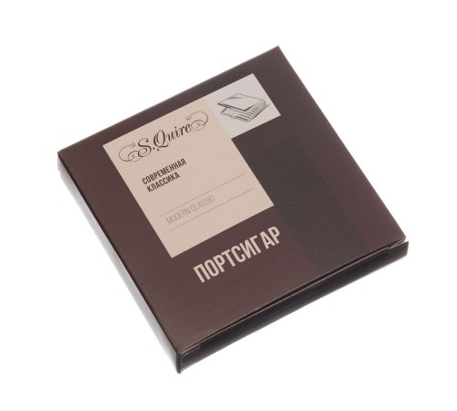 Портсигар S.Quire, нержавеющая сталь, искусственная кожа, хаки, 9,6х9,3х1,9 см
