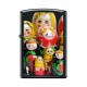 Зажигалка ZIPPO Матрёшки, с покрытием Black Matte, латунь/сталь, чёрная, матовая, 38x13x57 мм