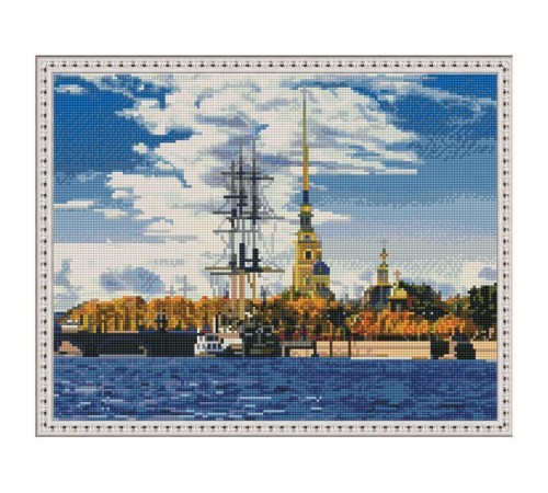 Картина мозаикой с нанесенной рамкой 40х50 САНКТ-ПЕТЕРБУРГ. ПЕТРОПАВЛОВСКАЯ КРЕПОСТЬ (36 цветов)