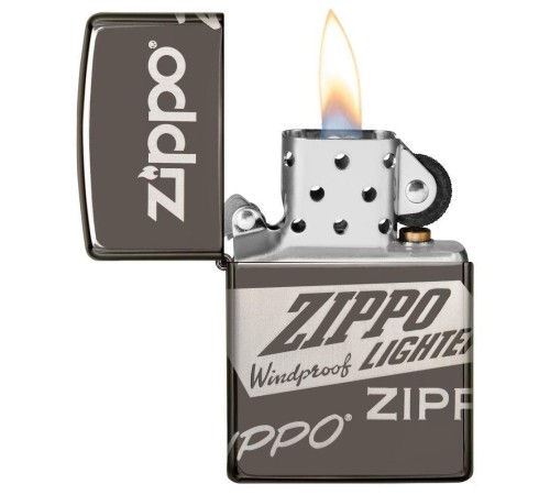Зажигалка ZIPPO Classic с покрытием Black Ice®, латунь/сталь, чёрная, глянцевая, 38x13x57 мм