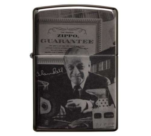 Зажигалка ZIPPO George Blaisdell с покрытием Black Ice®, латунь/сталь, чёрная, 36х12х56 мм