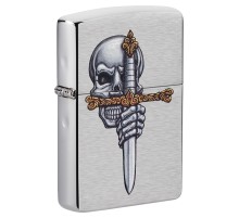 Зажигалка ZIPPO Woodchuck Cherry с покрытием Brushed Chrome, латунь/сталь, серебристая, 38x13x57 мм