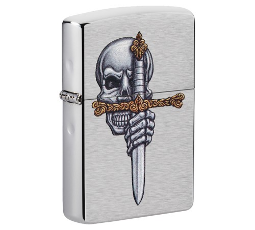 Зажигалка ZIPPO Woodchuck Cherry с покрытием Brushed Chrome, латунь/сталь, серебристая, 38x13x57 мм