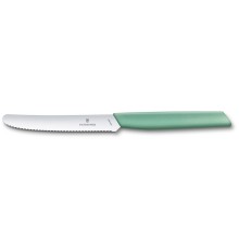 Нож столовый VICTORINOX Swiss Modern, волнистое лезвие 11 см с закруглённым кончиком, мятно-зелёный