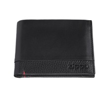 Портмоне ZIPPO с защитой от сканирования RFID, чёрное, натуральная кожа, 11,5×2×9,5 см