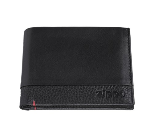Портмоне ZIPPO с защитой от сканирования RFID, чёрное, натуральная кожа, 11,5×2×9,5 см