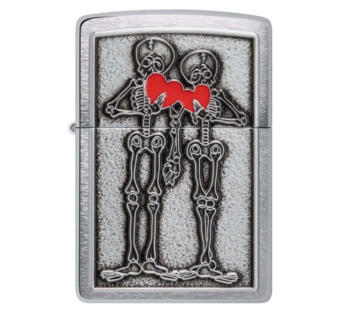 Зажигалка ZIPPO Couple Love с покрытием Brushed Chrome, латунь/сталь, серебристая, 36x13x57 мм
