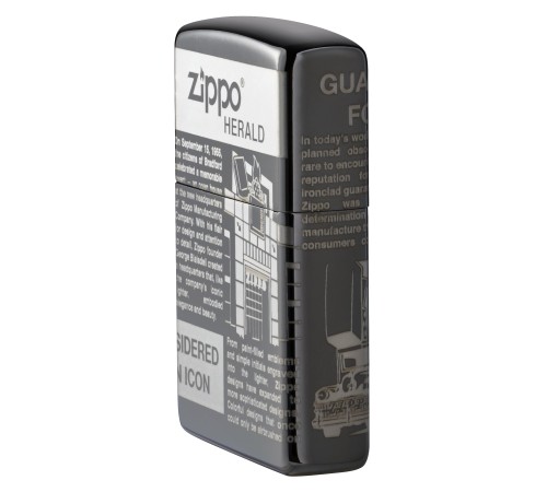 Зажигалка ZIPPO Classic с покрытием Black Ice®, латунь/сталь, чёрная, глянцевая, 38x13x57 мм