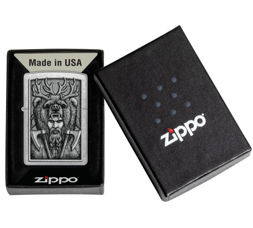 Зажигалка ZIPPO Barbarian Design с покрытием Street Chrome, латунь/сталь, серебристая, 38x13x57 мм