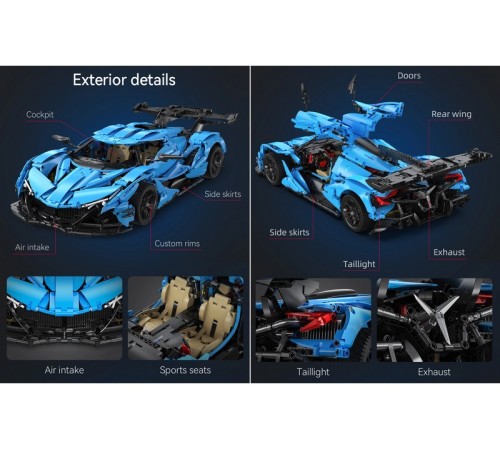 Конструктор CaDA MASTER спорткар V12 Hypercar 1/8 (3865 деталей)