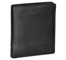 Портмоне BUGATTI Atlanta, чёрное, натуральная воловья кожа, 10,5х2х12,5 см