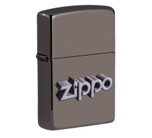 Зажигалка ZIPPO Zippo Design с покрытием Black Ice®, латунь/сталь, чёрная, глянцевая, 38x13x57 мм