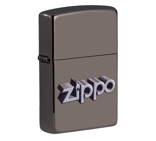 Зажигалка ZIPPO Zippo Design с покрытием Black Ice®, латунь/сталь, чёрная, глянцевая, 38x13x57 мм