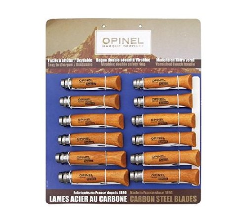 Набор-дисплей Opinel T085 из 12 ножей разных размеров из углеродистой стали, 182085