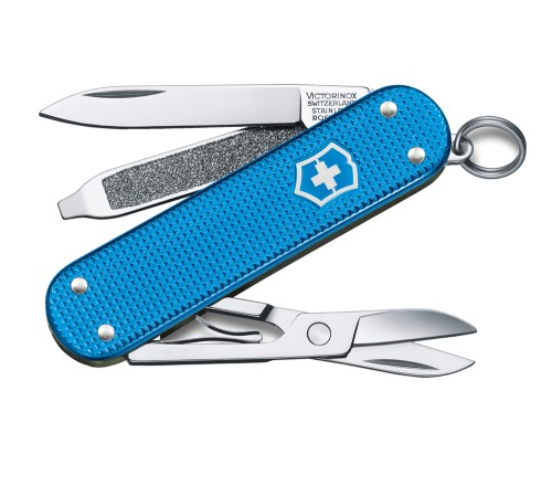 Нож-брелок VICTORINOX Classic Alox, 58 мм, 5 функций, алюминиевая рукоять, синий