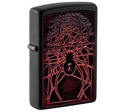 Зажигалка ZIPPO Spider Design с покрытием Black Matte, латунь/сталь, чёрная, матовая, 38x13x57 мм