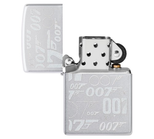 Зажигалка ZIPPO James Bond™ с покрытием Satin Chrome, латунь/сталь, серебристая, 38x13x57 мм
