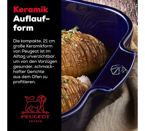 Квадратная форма для запекания Peugeot Ceramic, 21 см, Франция, голубой