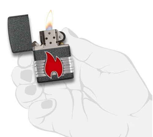 Зажигалка ZIPPO Classic с покрытием Iron Stone™, латунь/сталь, серая, матовая, 38x13x57 мм