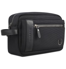 Несессер мужской BUGATTI Nero, чёрный, нейлон 1680D/кожа, 24х7,5х16 см