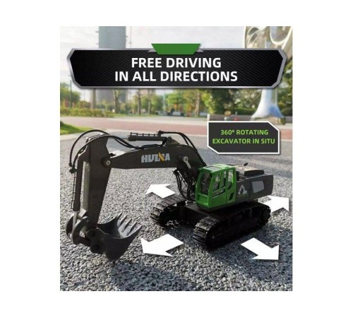 Радиоуправляемый экскаватор HUI NA TOYS, синий 2.4G 9CH 1/18 RTR