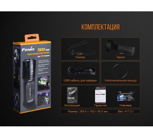 Фонарь Fenix TK35 2018 CREE XHP35 HI neutral white LED