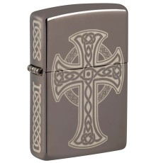 Зажигалка ZIPPO Celtic Cross Design с покрытием Black Ice®, латунь/сталь, черная, 38x13x57 мм