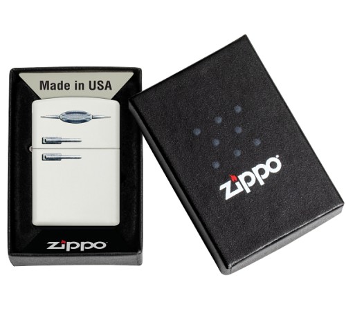 Зажигалка ZIPPO Retro Fridge Design с покрытием White Matte, латунь/сталь, серебристая, 38x13x57 мм