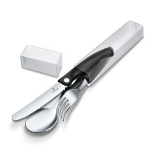 Набор из 3 столовых приборов VICTORINOX Swiss Classic: складной нож для овощей, вилка, ложка, чёрный