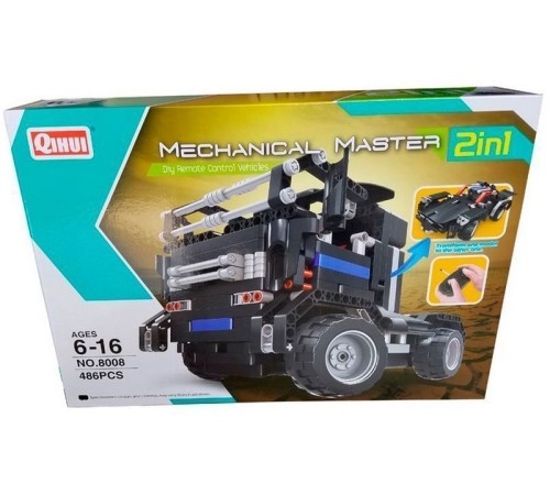 Р/У конструктор Qihui Mechanical Master 2 в 1 Тягач и Спорткар (486 деталей)