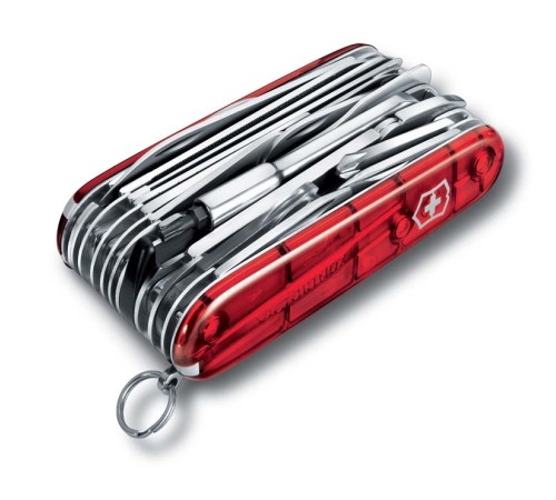 Нож перочинный VICTORINOX Swiss Champ XLT, 91 мм, 49 функций, полупрозрачный красный