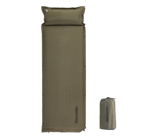 Коврик c подушкой самонадувной Naturehike CNK2300DZ014 D01 зеленый 3см, 6976023923364
