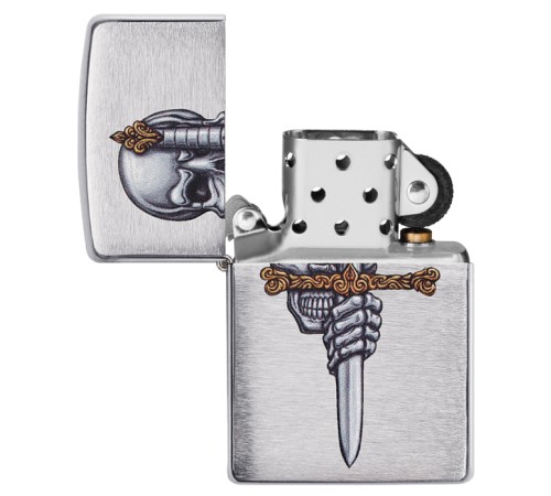 Зажигалка ZIPPO Woodchuck Cherry с покрытием Brushed Chrome, латунь/сталь, серебристая, 38x13x57 мм