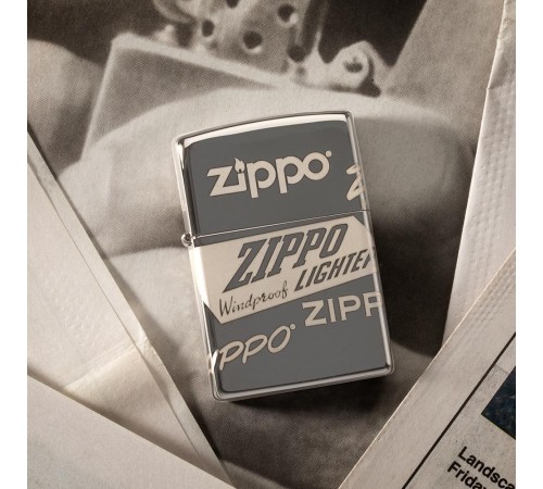 Зажигалка ZIPPO Classic с покрытием Black Ice®, латунь/сталь, чёрная, глянцевая, 38x13x57 мм