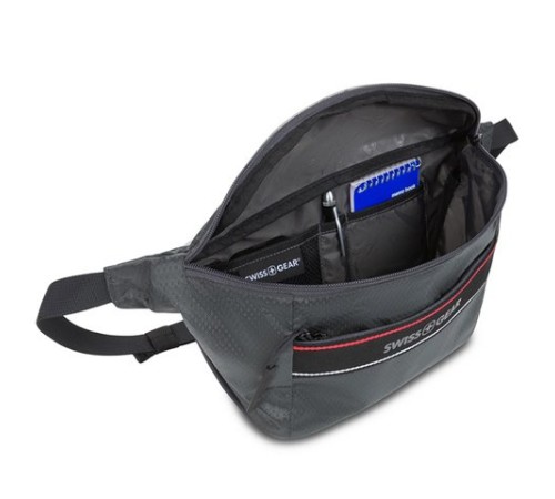 Сумка на пояс SWISSGEAR, серая, полиэстер с плетением рип-стоп, 38 x 5 x 15 см