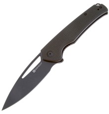 Складной нож SENCUT Mims 9Cr18MoV Steel Black Stonewashed Handle Dark Green Canvas Micarta