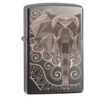 Зажигалка ZIPPO Elephant Fancy Fill Design с покрытием Black Ice®, латунь/сталь, чёрная, 38x13x57 мм